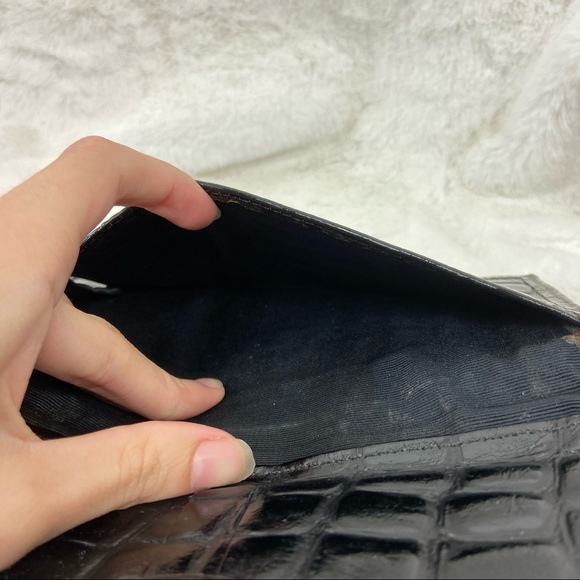 Vintage Glen Miller for Ann Turk Black Leather Croc Embossed Wallet - Picture 5 of 8